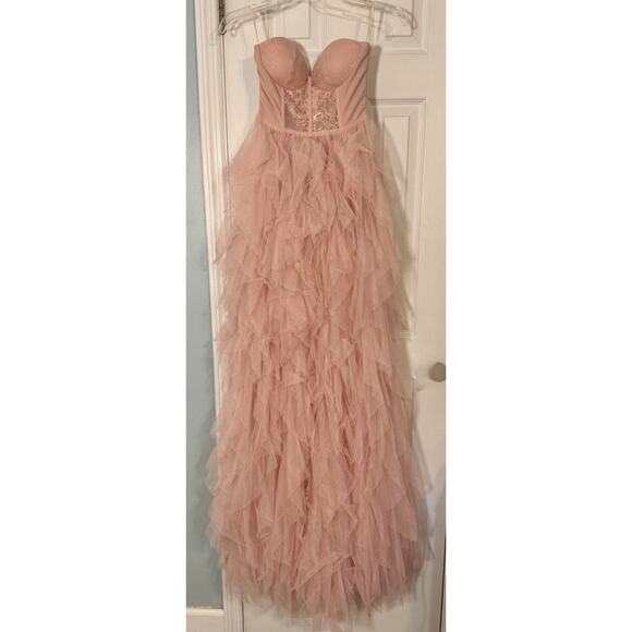 Faeriesty Dresses & Skirts - Faeriesty Light Pink Strapless Gown, Bra, Lace Front, Tulle Skirt, XS